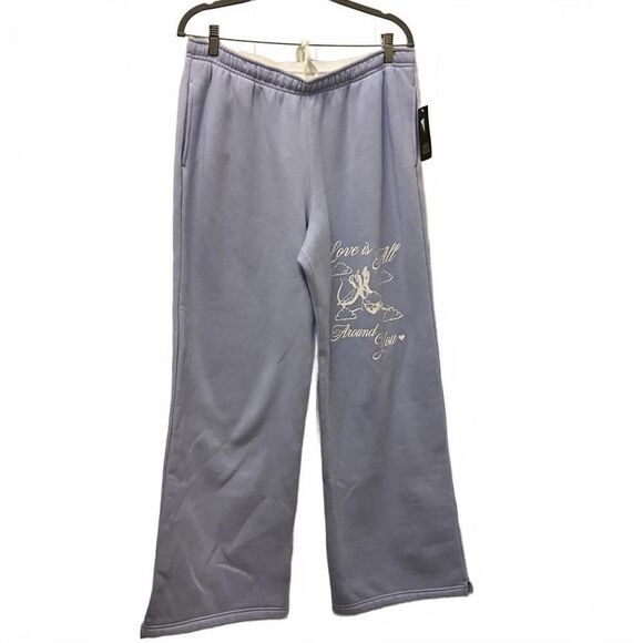 Brand New Wild Fable Women's Large Blue Embroidered Sweatpants Comfort Casual - Picture 1 of 9